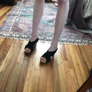 Esprit black sling wedges